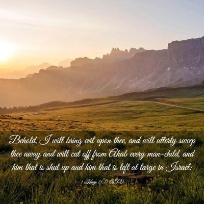Picture 03 - 1 Kings 21:21 ASV - Behold, I will bring evil upon thee, and will - Bible Verse Picture