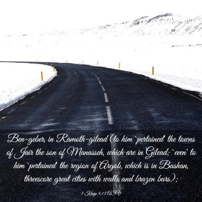 Picture 03 - 1 Kings 4:13 ASV - Ben-geber, in Ramoth-gilead (to him `pertained' - Bible Verse Picture