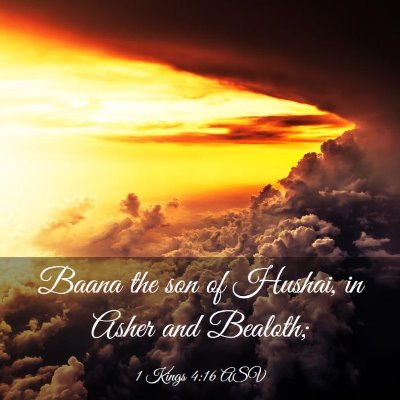 Picture 03 - 1 Kings 4:16 ASV - Baana the son of Hushai, in Asher and - Bible Verse Picture