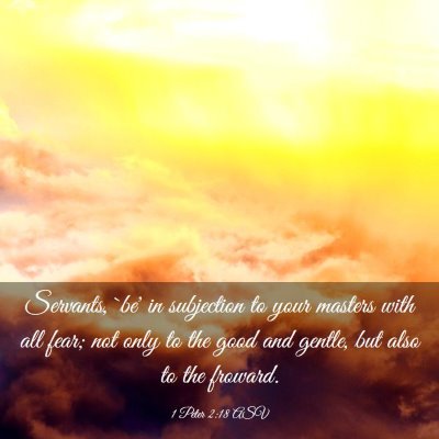 Picture 03 - 1 Peter 2:18 ASV - Servants, `be' in subjection to your masters with - Bible Verse Picture