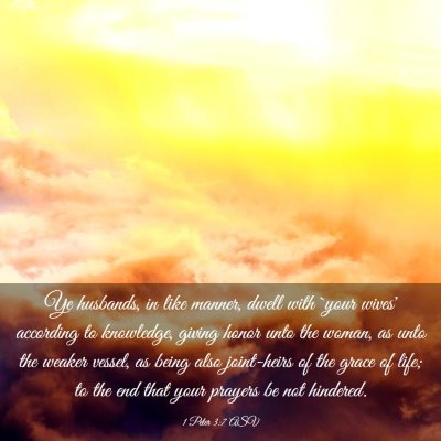Picture 03 - 1 Peter 3:7 ASV - Ye husbands, in like manner, dwell with `your - Bible Verse Picture