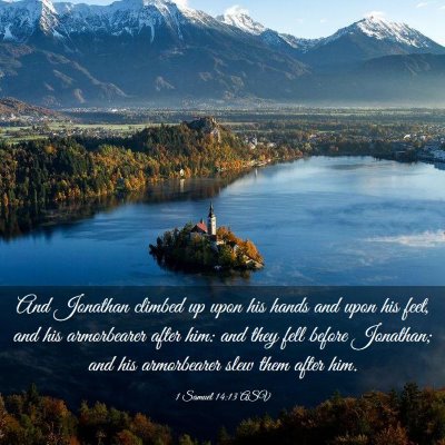 Picture 03 - 1 Samuel 14:13 ASV - And Jonathan climbed up upon his hands and upon - Bible Verse Picture