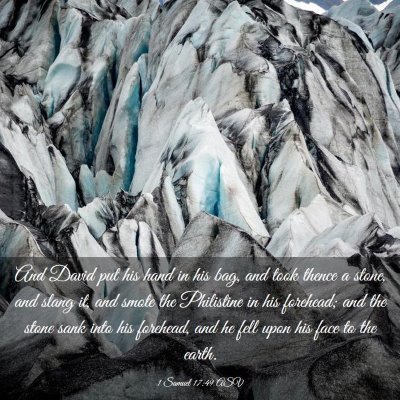 Picture 03 - 1 Samuel 17:49 ASV - And David put his hand in his bag, and took - Bible Verse Picture
