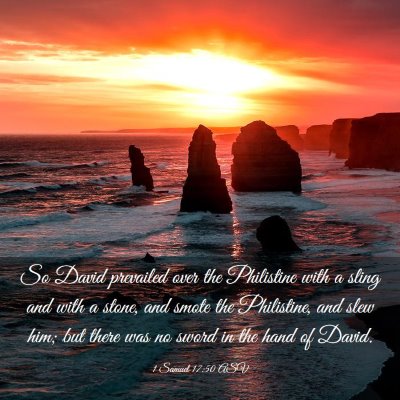 Picture 03 - 1 Samuel 17:50 ASV - So David prevailed over the Philistine with a - Bible Verse Picture