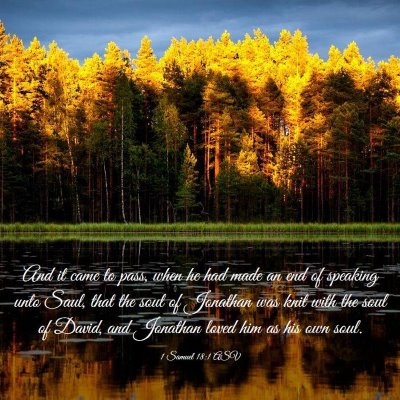 Picture 03 - 1 Samuel 18:1 ASV - And it came to pass, when he had made an end of - Bible Verse Picture