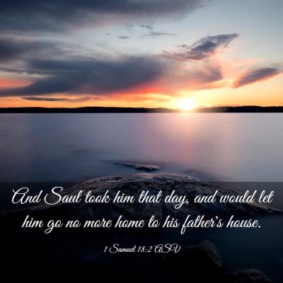 Picture 03 - 1 Samuel 18:2 ASV - And Saul took him that day, and would let him go - Bible Verse Picture