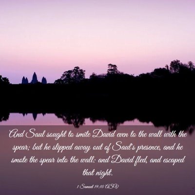 Picture 03 - 1 Samuel 19:10 ASV - And Saul sought to smite David even to the wall - Bible Verse Picture