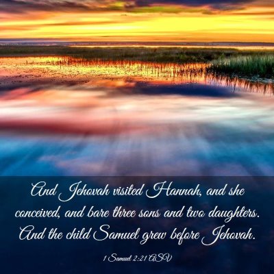 Picture 03 - 1 Samuel 2:21 ASV - And Jehovah visited Hannah, and she conceived, - Bible Verse Picture