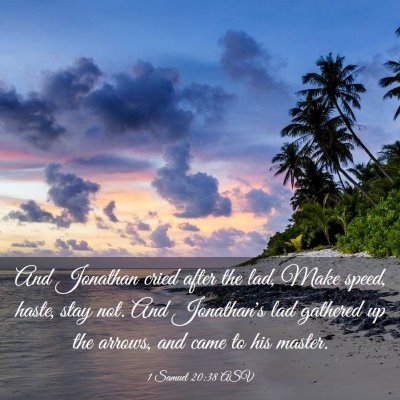 Picture 03 - 1 Samuel 20:38 ASV - And Jonathan cried after the lad, Make speed, - Bible Verse Picture