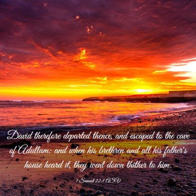 Picture 03 - 1 Samuel 22:1 ASV - David therefore departed thence, and escaped to - Bible Verse Picture