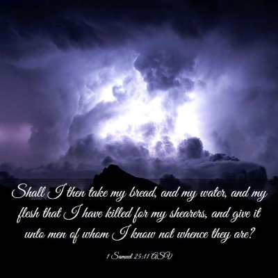 Picture 03 - 1 Samuel 25:11 ASV - Shall I then take my bread, and my water, and my - Bible Verse Picture