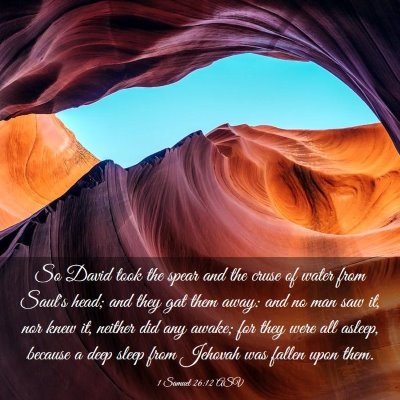 Picture 03 - 1 Samuel 26:12 ASV - So David took the spear and the cruse of water - Bible Verse Picture