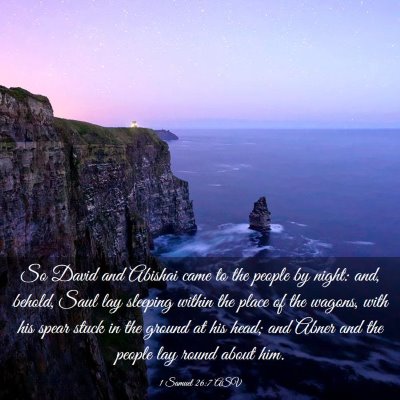 Picture 03 - 1 Samuel 26:7 ASV - So David and Abishai came to the people by night: - Bible Verse Picture