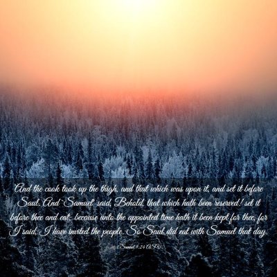 Picture 03 - 1 Samuel 9:24 ASV - And the cook took up the thigh, and that which - Bible Verse Picture