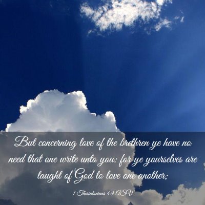 Picture 03 - 1 Thessalonians 4:9 ASV - But concerning love of the brethren ye have no - Bible Verse Picture