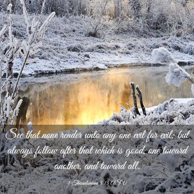 Picture 03 - 1 Thessalonians 5:15 ASV - See that none render unto any one evil for evil; - Bible Verse Picture