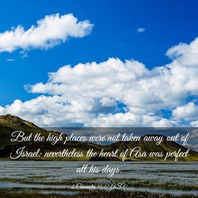 Picture 03 - 2 Chronicles 15:17 ASV - But the high places were not taken away out of - Bible Verse Picture