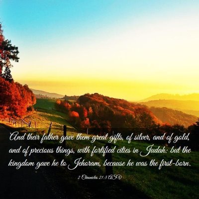 Picture 03 - 2 Chronicles 21:3 ASV - And their father gave them great gifts, of - Bible Verse Picture