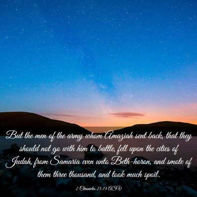 Picture 03 - 2 Chronicles 25:13 ASV - But the men of the army whom Amaziah sent back, - Bible Verse Picture