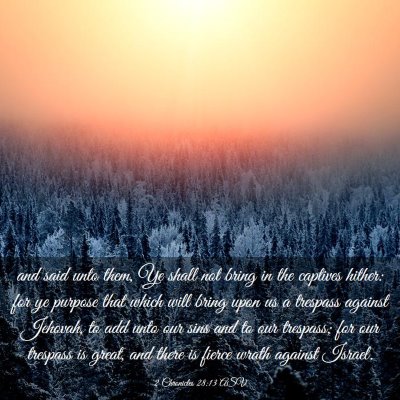 Picture 03 - 2 Chronicles 28:13 ASV - and said unto them, Ye shall not bring in the - Bible Verse Picture