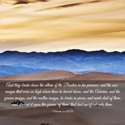 Picture 03 - 2 Chronicles 34:4 ASV - And they brake down the altars of the Baalim in - Bible Verse Picture