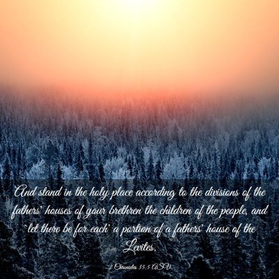 Picture 03 - 2 Chronicles 35:5 ASV - And stand in the holy place according to the - Bible Verse Picture