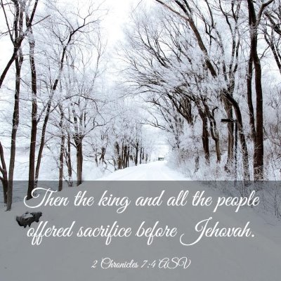 Picture 03 - 2 Chronicles 7:4 ASV - Then the king and all the people offered - Bible Verse Picture