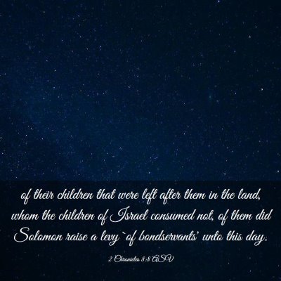 Picture 03 - 2 Chronicles 8:8 ASV - of their children that were left after them in - Bible Verse Picture