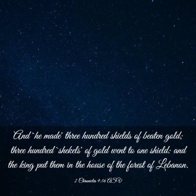 Picture 03 - 2 Chronicles 9:16 ASV - And `he made' three hundred shields of beaten - Bible Verse Picture