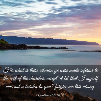 Picture 03 - 2 Corinthians 12:13 ASV - For what is there wherein ye were made inferior - Bible Verse Picture