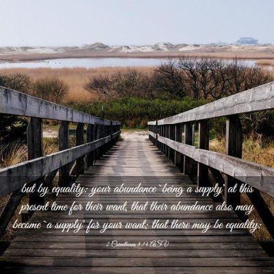Picture 03 - 2 Corinthians 8:14 ASV - but by equality: your abundance `being a supply' - Bible Verse Picture