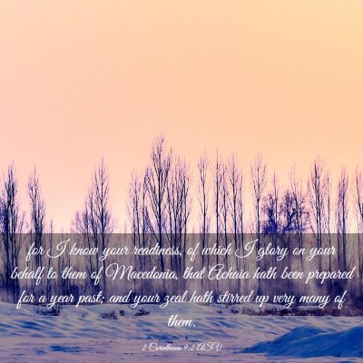 Picture 03 - 2 Corinthians 9:2 ASV - for I know your readiness, of which I glory on - Bible Verse Picture