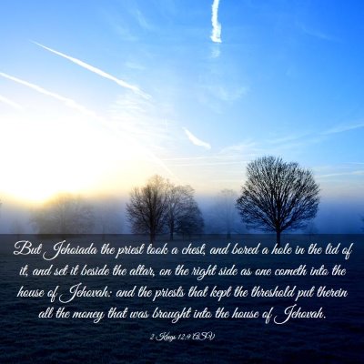 Picture 03 - 2 Kings 12:9 ASV - But Jehoiada the priest took a chest, and bored a - Bible Verse Picture