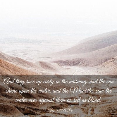 Picture 03 - 2 Kings 3:22 ASV - And they rose up early in the morning, and the - Bible Verse Picture