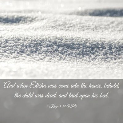 Picture 03 - 2 Kings 4:32 ASV - And when Elisha was come into the house, behold, - Bible Verse Picture
