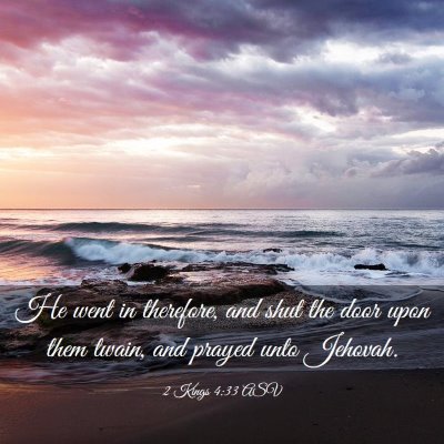 Picture 03 - 2 Kings 4:33 ASV - He went in therefore, and shut the door upon them - Bible Verse Picture