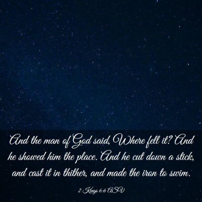 Picture 03 - 2 Kings 6:6 ASV - And the man of God said, Where fell it? And he - Bible Verse Picture