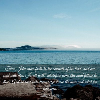 Picture 03 - 2 Kings 9:11 ASV - Then Jehu came forth to the servants of his lord: - Bible Verse Picture