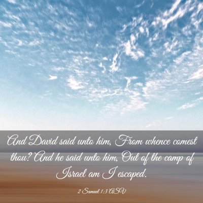 Picture 03 - 2 Samuel 1:3 ASV - And David said unto him, From whence comest thou? - Bible Verse Picture