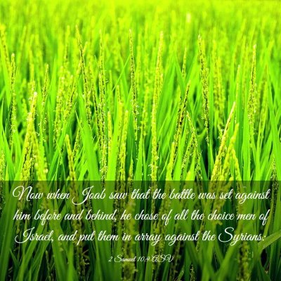 Picture 03 - 2 Samuel 10:9 ASV - Now when Joab saw that the battle was set against - Bible Verse Picture