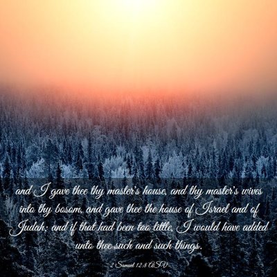 Picture 03 - 2 Samuel 12:8 ASV - and I gave thee thy master's house, and thy - Bible Verse Picture