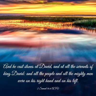 Picture 03 - 2 Samuel 16:6 ASV - And he cast stones at David, and at all the - Bible Verse Picture