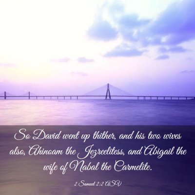Picture 03 - 2 Samuel 2:2 ASV - So David went up thither, and his two wives also, - Bible Verse Picture