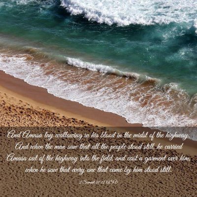 Picture 03 - 2 Samuel 20:12 ASV - And Amasa lay wallowing in his blood in the midst - Bible Verse Picture