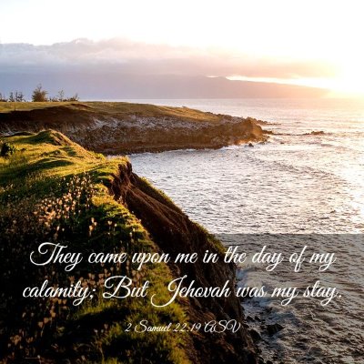 Picture 03 - 2 Samuel 22:19 ASV - They came upon me in the day of my calamity; But - Bible Verse Picture