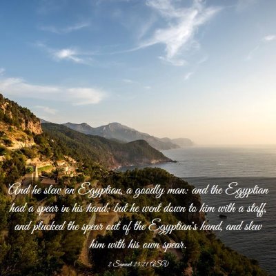 Picture 03 - 2 Samuel 23:21 ASV - And he slew an Egyptian, a goodly man: and the - Bible Verse Picture