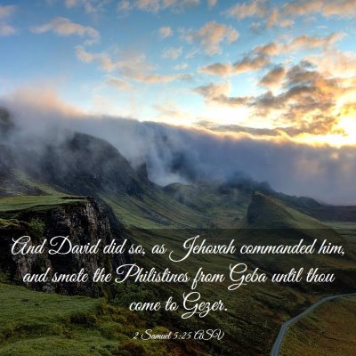 Picture 03 - 2 Samuel 5:25 ASV - And David did so, as Jehovah commanded him, and - Bible Verse Picture