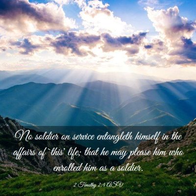 Picture 03 - 2 Timothy 2:4 ASV - No soldier on service entangleth himself in the - Bible Verse Picture