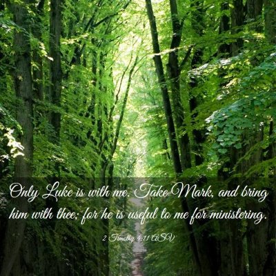 Picture 03 - 2 Timothy 4:11 ASV - Only Luke is with me. Take Mark, and bring him - Bible Verse Picture