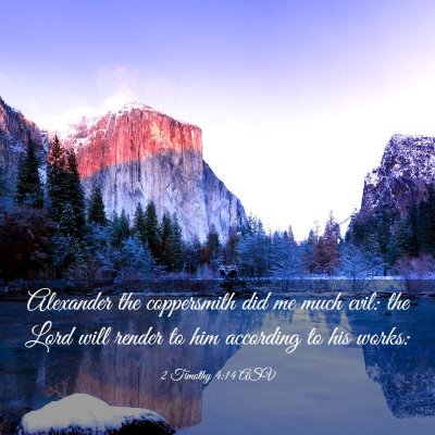 Picture 03 - 2 Timothy 4:14 ASV - Alexander the coppersmith did me much evil: the - Bible Verse Picture
